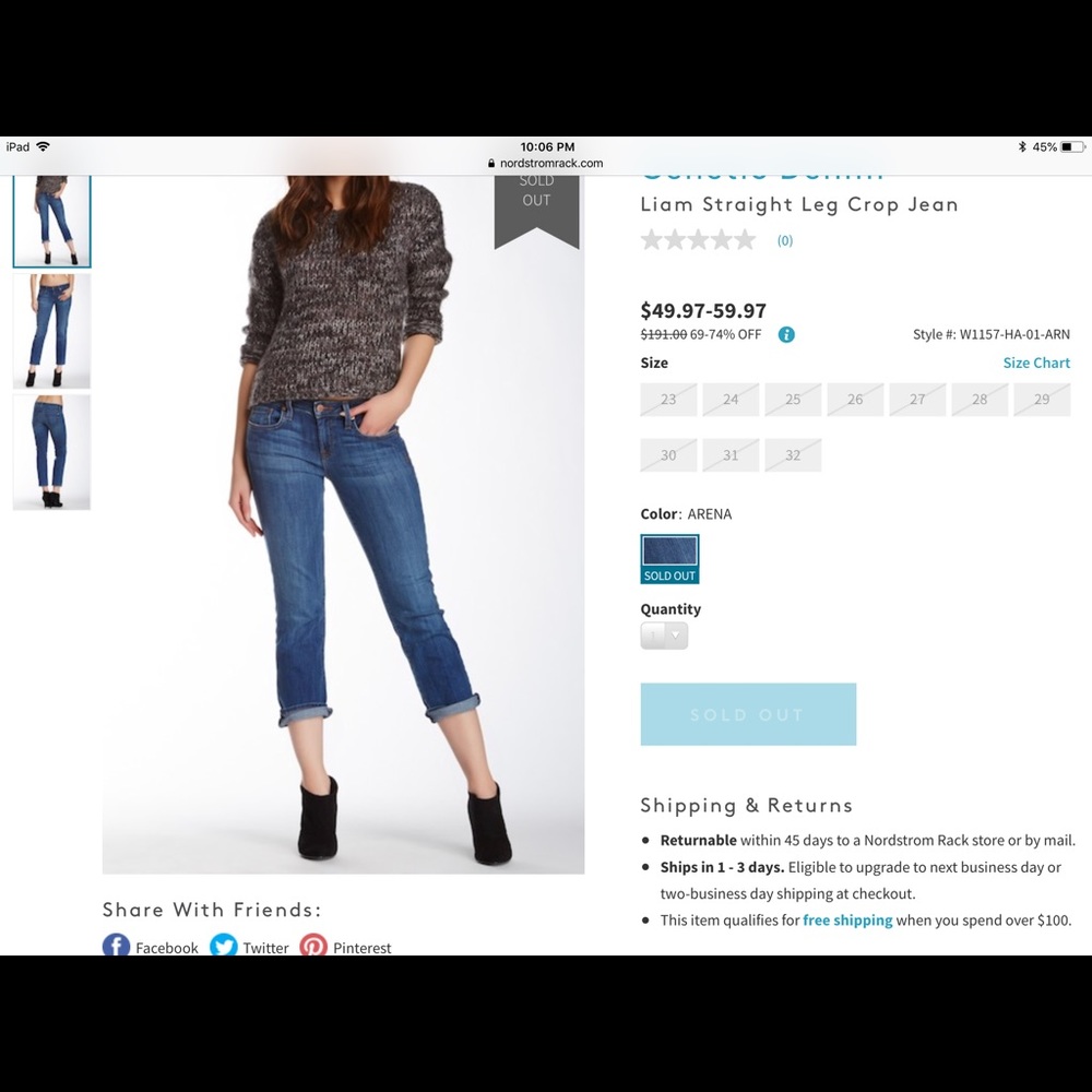 Genetic Denim👖Liam Straight Leg Crop/Arena Wash - Picture 7 of 7